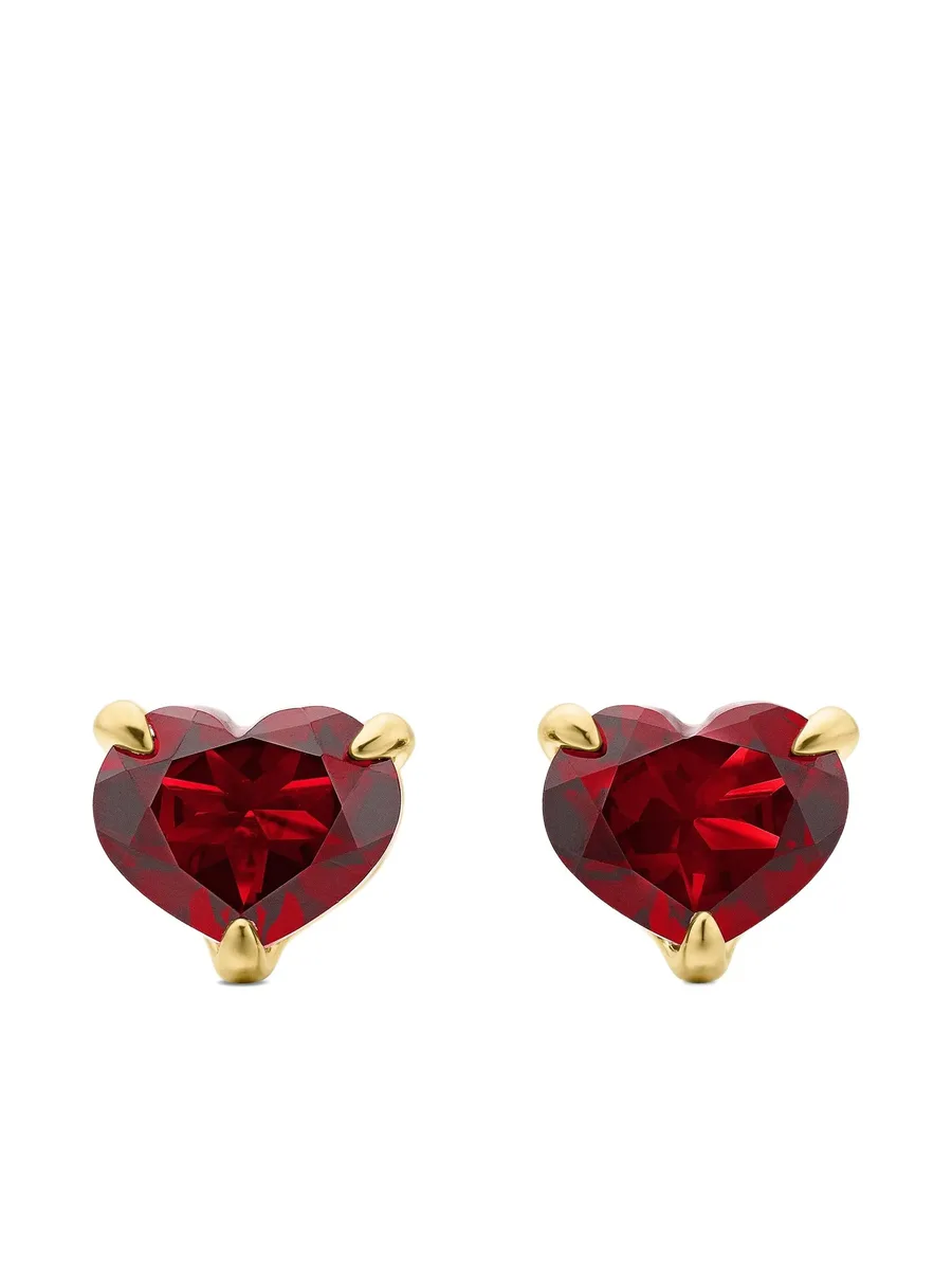 серьги-гвоздики Chatelaine Heart из желтого золота с гранатом (8 мм) 2