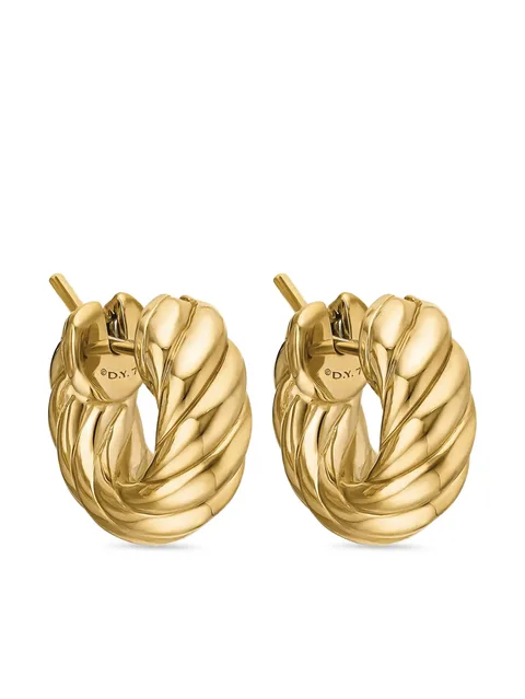 серьги-кольца Sculpted Cable из желтого золота (14.4 мм)