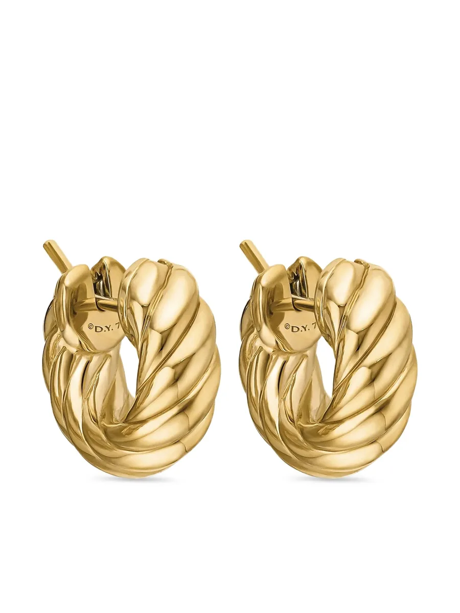 серьги-кольца Sculpted Cable из желтого золота (14.4 мм) 1
