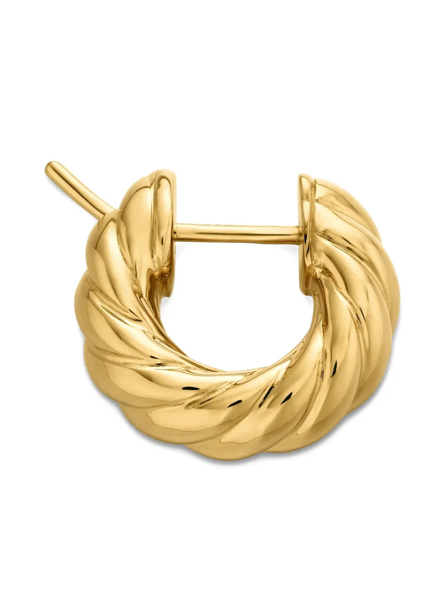 серьги-кольца Sculpted Cable из желтого золота (14.4 мм) 7