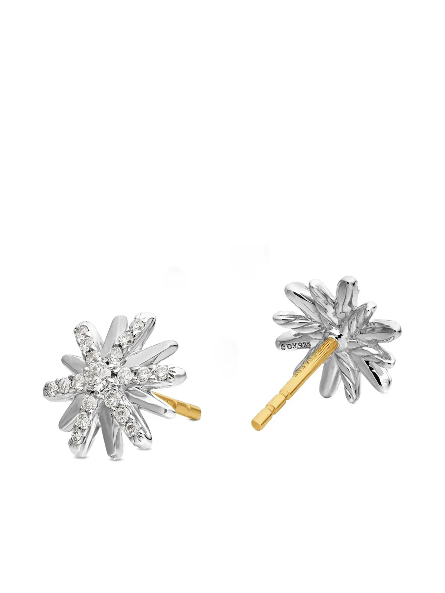 серебряные серьги-гвоздики Petite Starburst с бриллиантами (10 мм) 8