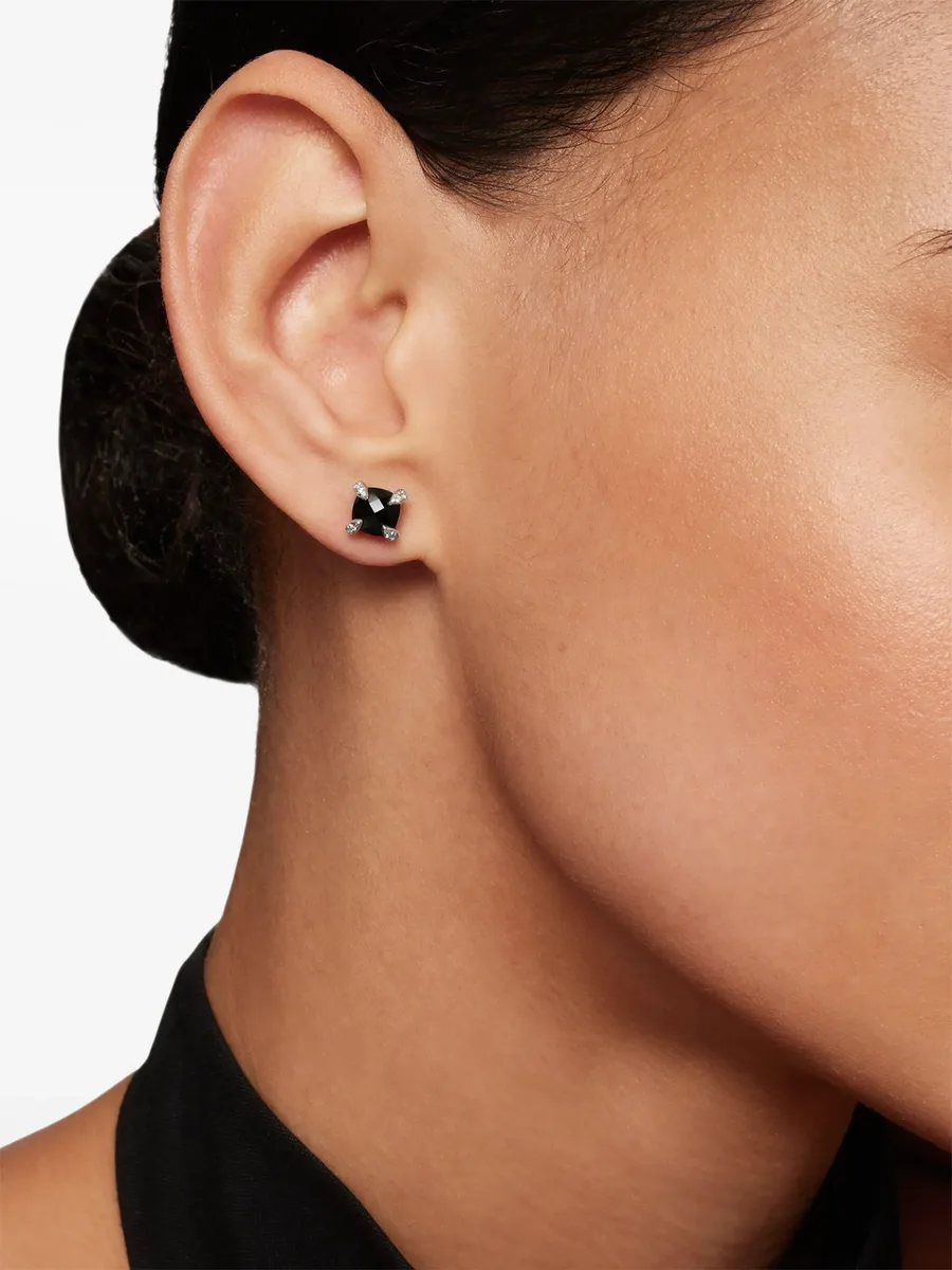серебряные серьги Petite Chatelaine с ониксом и бриллиантами (6 мм) 5