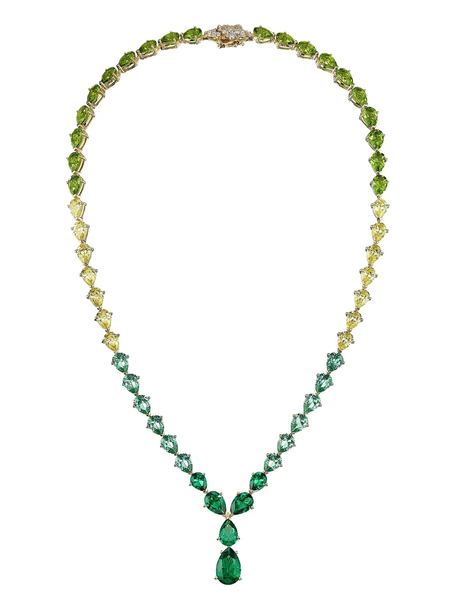 18kt gold vermeil Emerald Nova gemstone necklace 2