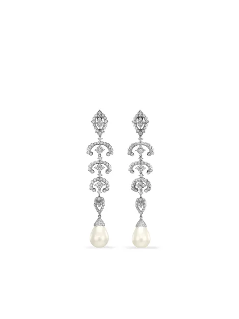 Scallop Lace rhodium vermeil pearl earrings