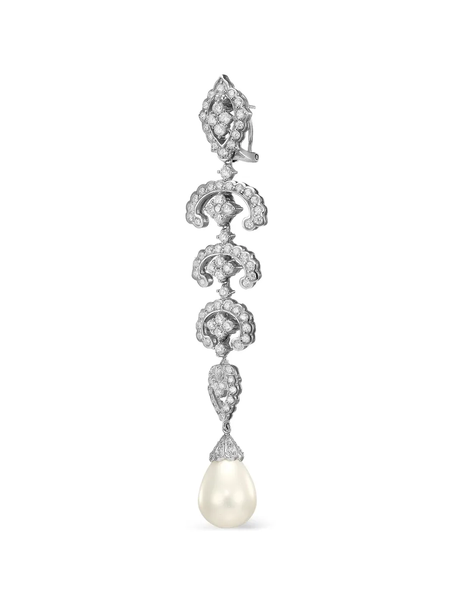 Scallop Lace rhodium vermeil pearl earrings 8