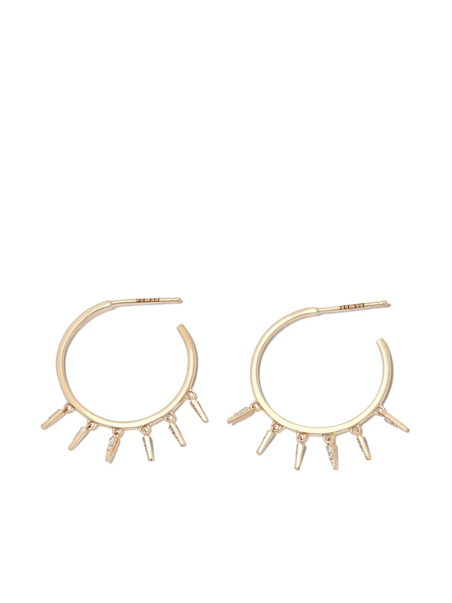 14kt yellow gold Fringe diamond hoop earrings 6
