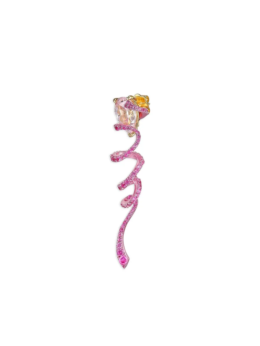 позолоченные серьги Ribbon Twirl с сапфирами 5