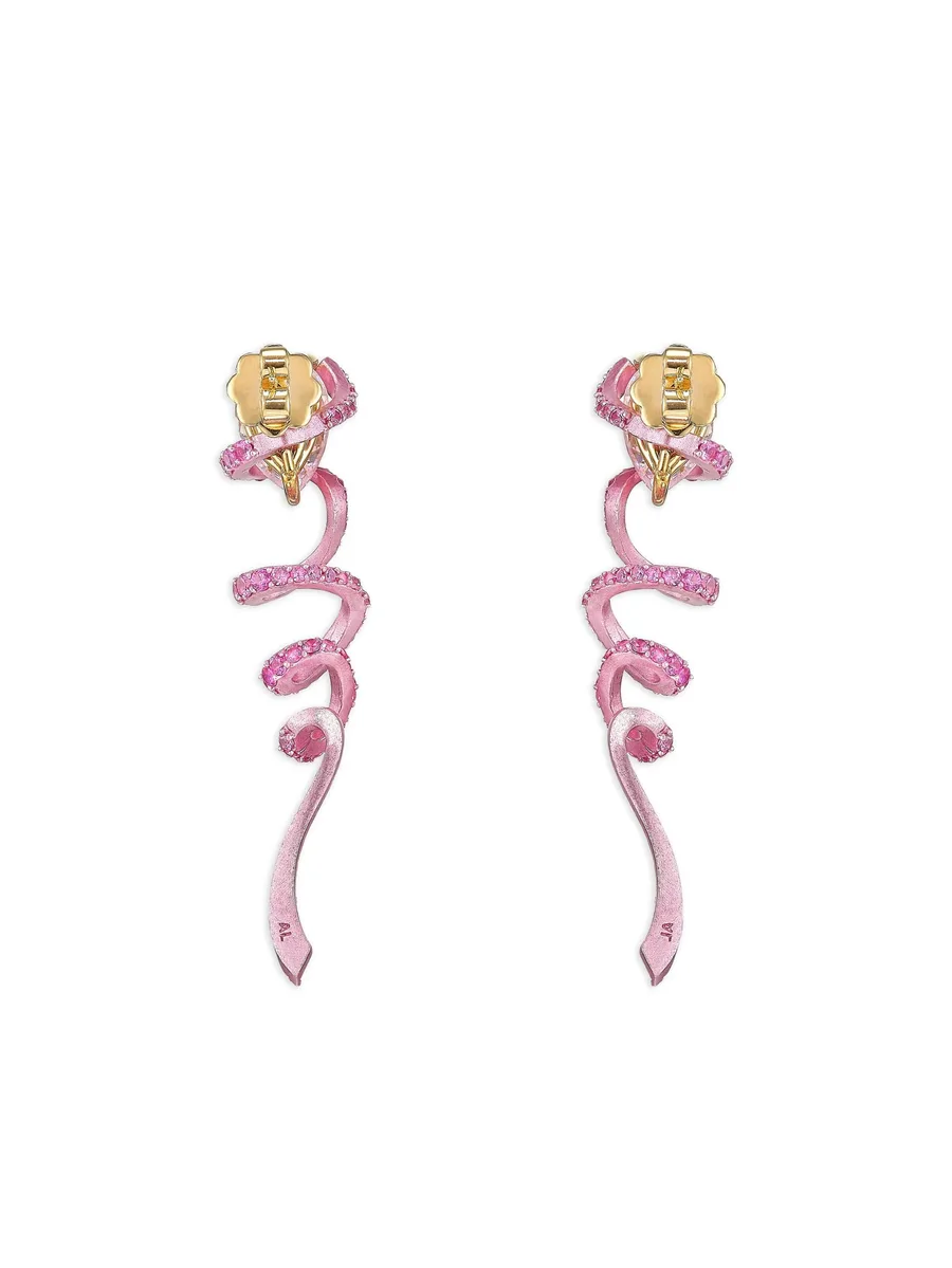 позолоченные серьги Ribbon Twirl с сапфирами 7