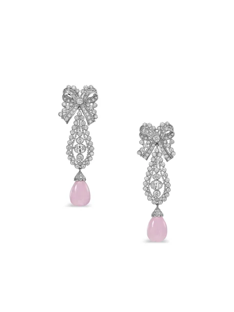 серьги Dentelle Bow с бриллиантами и кунцитами