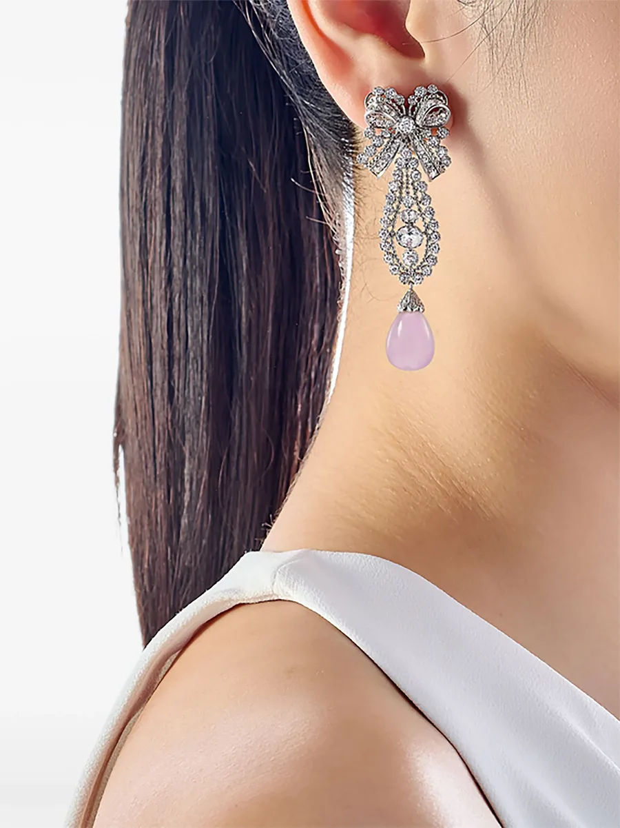 серьги Dentelle Bow с бриллиантами и кунцитами 4
