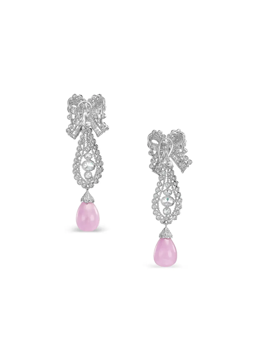 серьги Dentelle Bow с бриллиантами и кунцитами 5