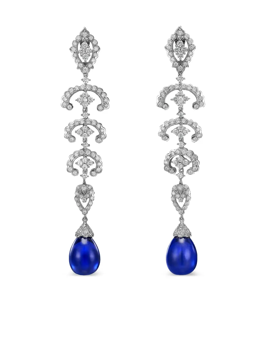 серьги Scallop Lace с сапфирами и бриллиантами 2