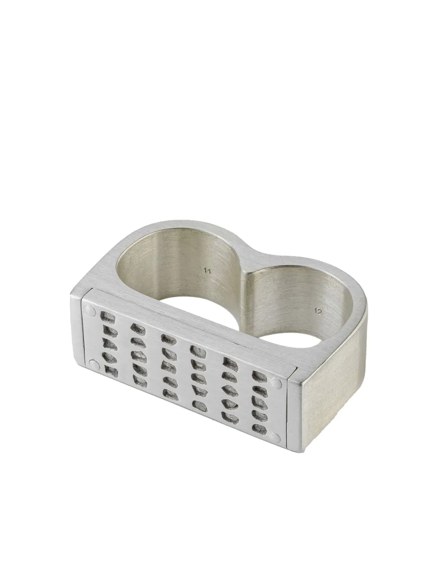 серебряное кольцо Plate Double с бриллиантами 4