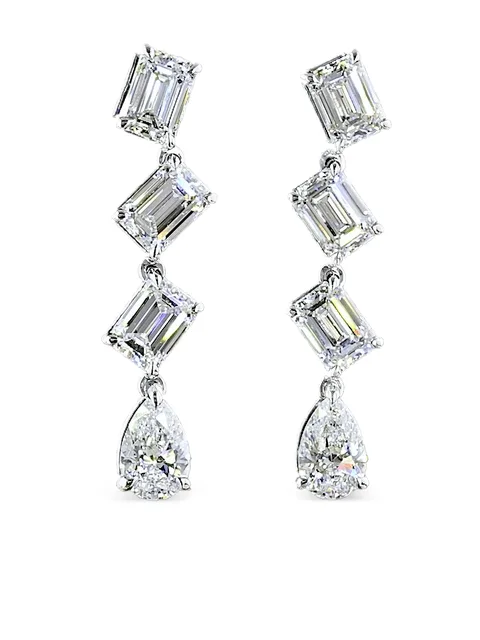14K white gold drop diamond earrings