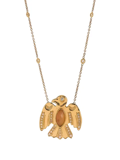 14k yellow gold opal eagle diamond necklace
