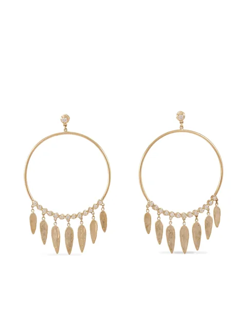 14CT yellow gold hoop diamond earrings