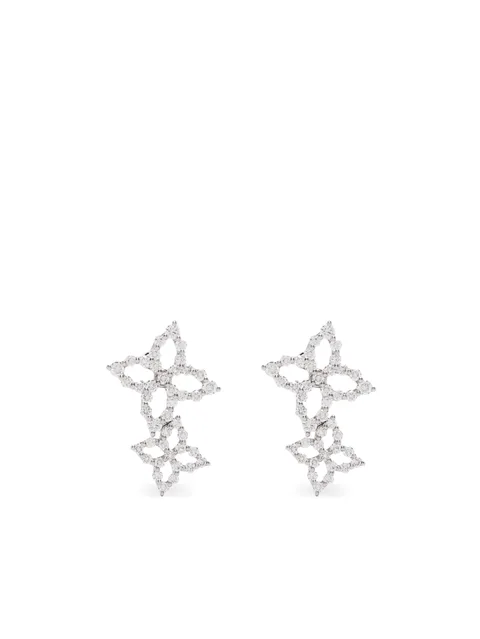 серьги-подвески Flower из белого золота