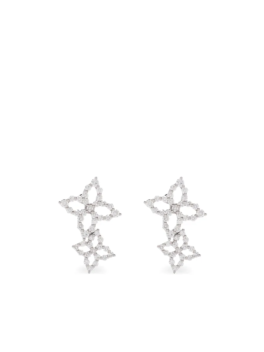 серьги-подвески Flower из белого золота 2