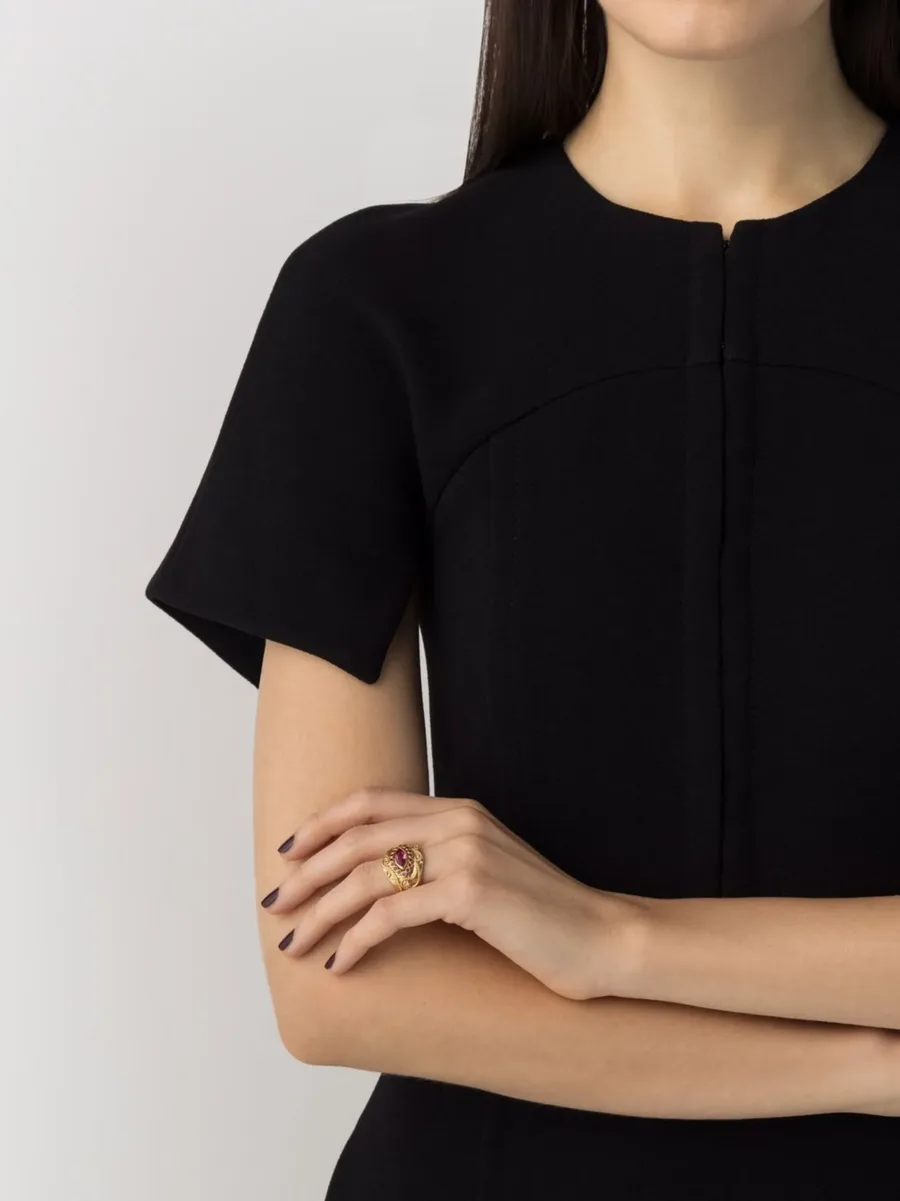 кольцо Cashmere из желтого золота с бриллиантами и рубином 4