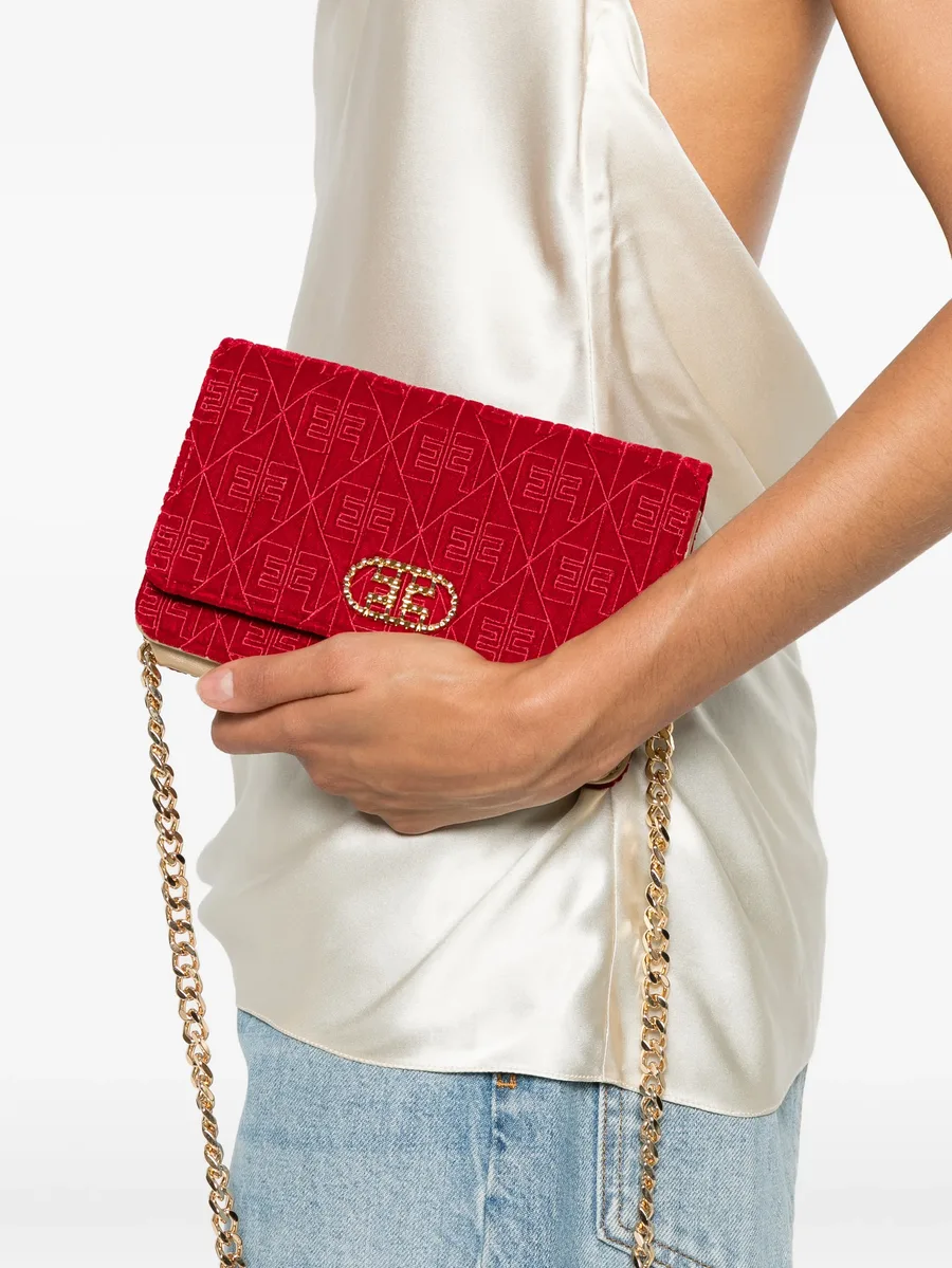 monogram-patterned velvet-effect shoulder bag 4