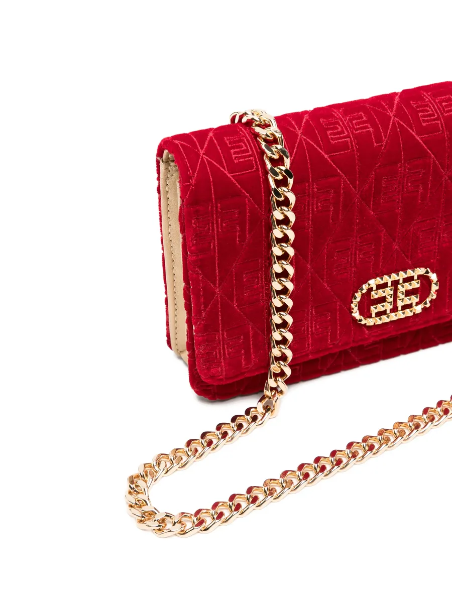 monogram-patterned velvet-effect shoulder bag 8