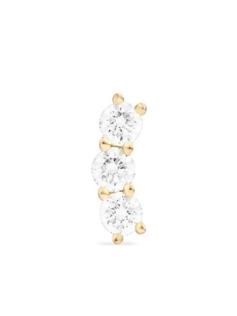 серьга-гвоздик Triplet Stud из желтого золота с бриллиантами 2
