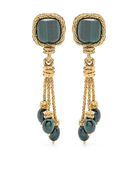 Miki Malachite clip-on earrings