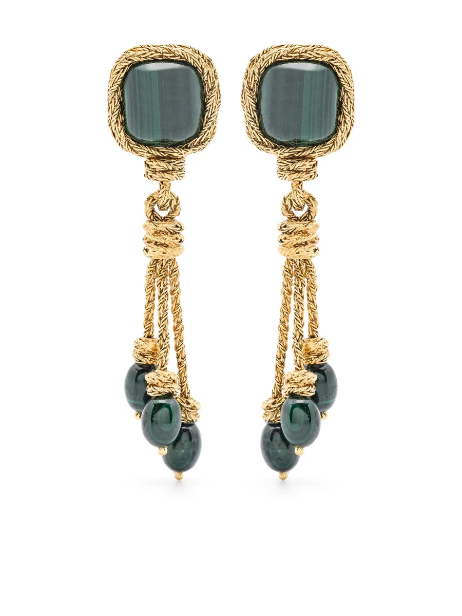 Miki Malachite clip-on earrings 2
