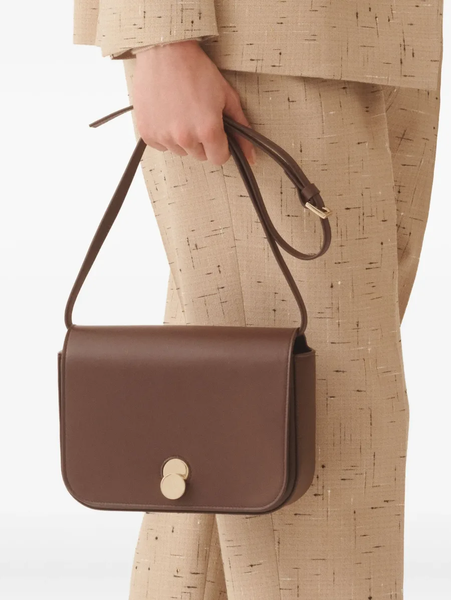 Eclissi curved-flap leather shoulder bag 4