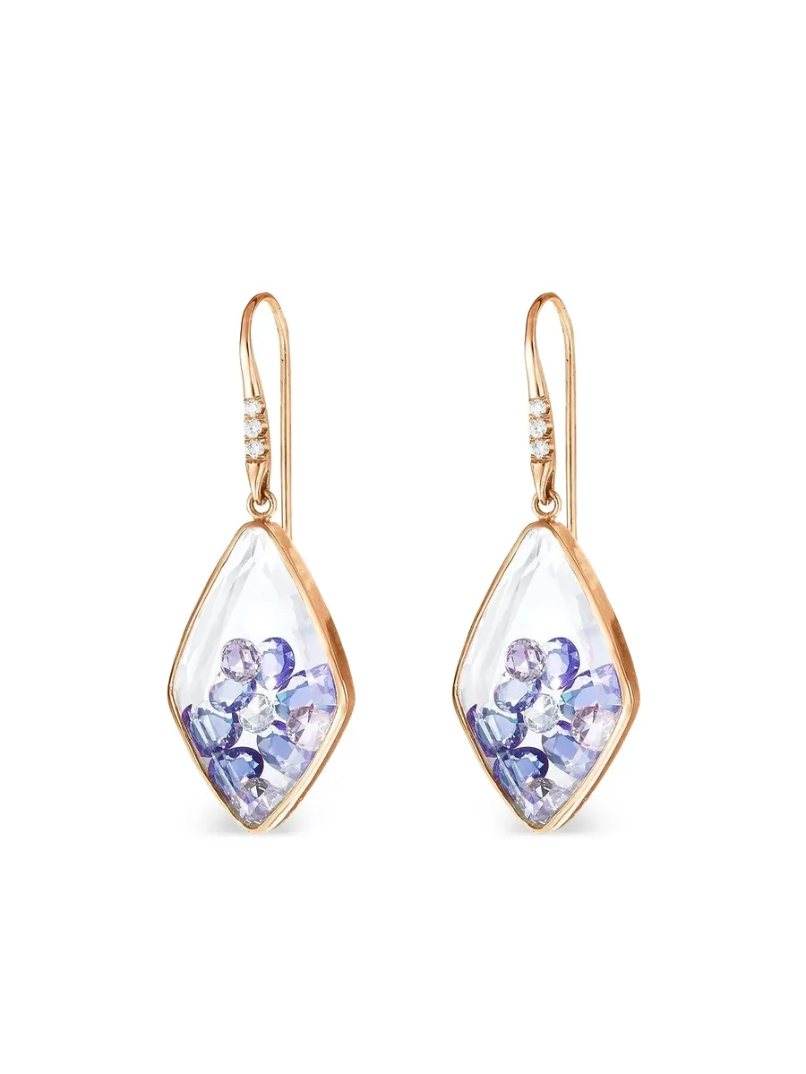 18k yellow gold Kite sapphires and diamonds earrings 1