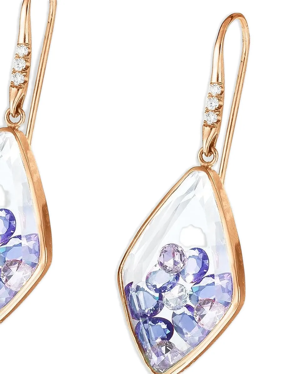18k yellow gold Kite sapphires and diamonds earrings 2