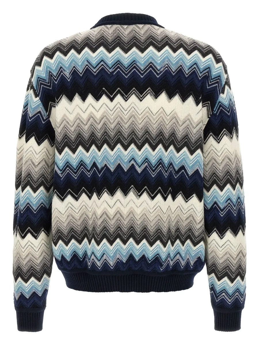 crew neck sweater with flame zigzag pattern 4