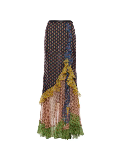 floral-print ruffled skirt