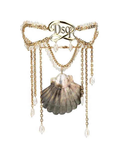 shell-pendant pearl-embellished necklace