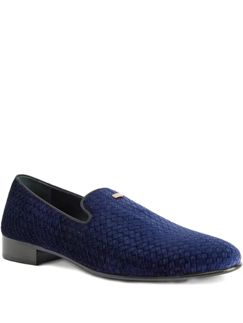 woven-pattern velvet loafers