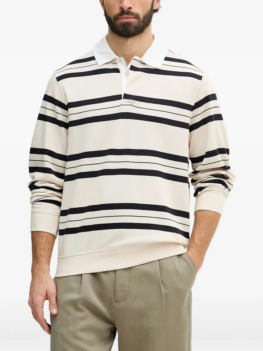 striped long-sleeve polo-collar sweater 1
