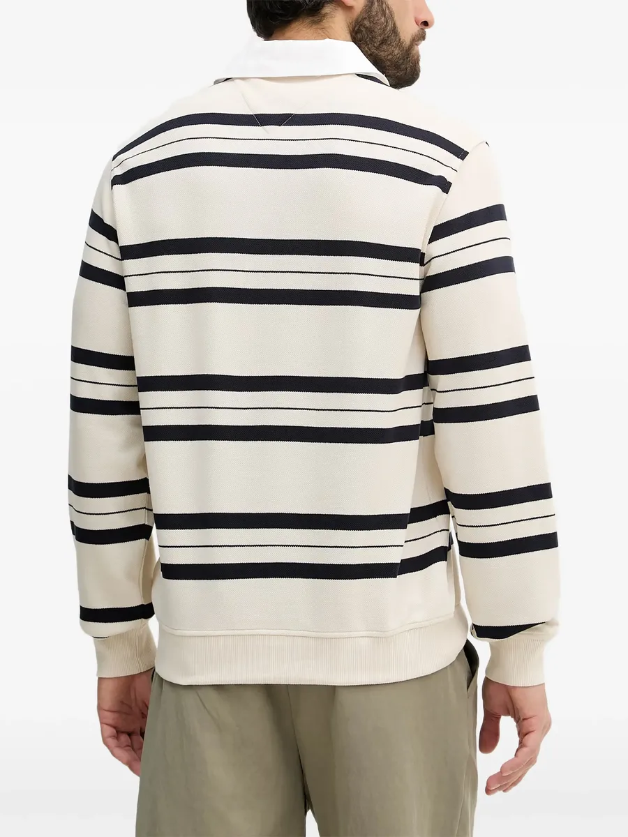 striped long-sleeve polo-collar sweater 5