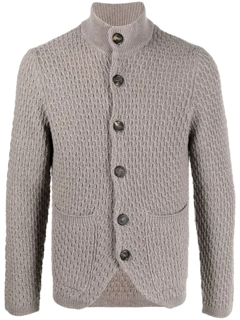 textured-knit merino wool cardigan