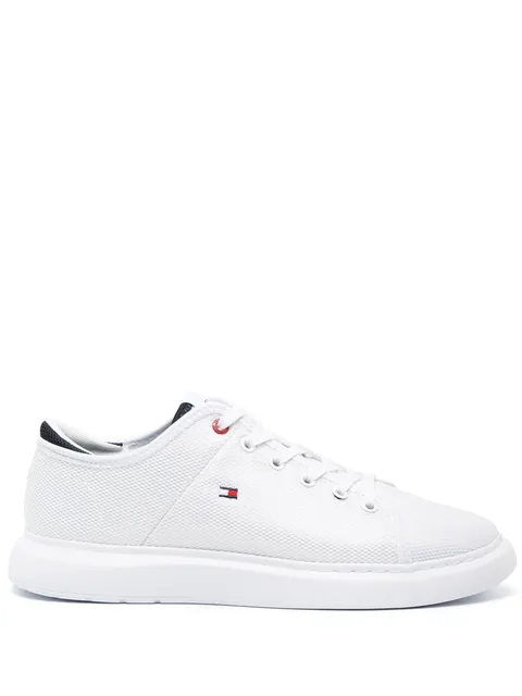 embroidered-logo mesh low-top sneakers