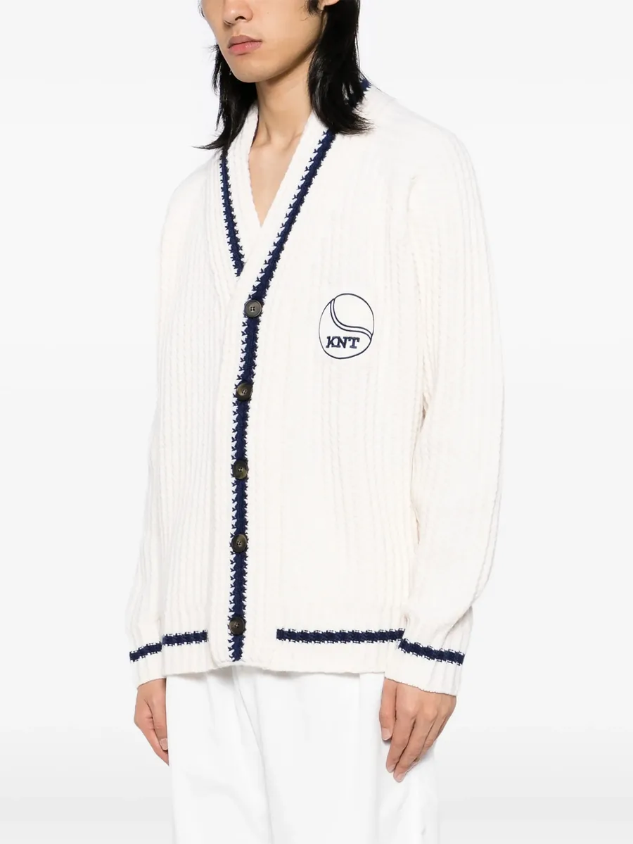 logo patched cardigan 6