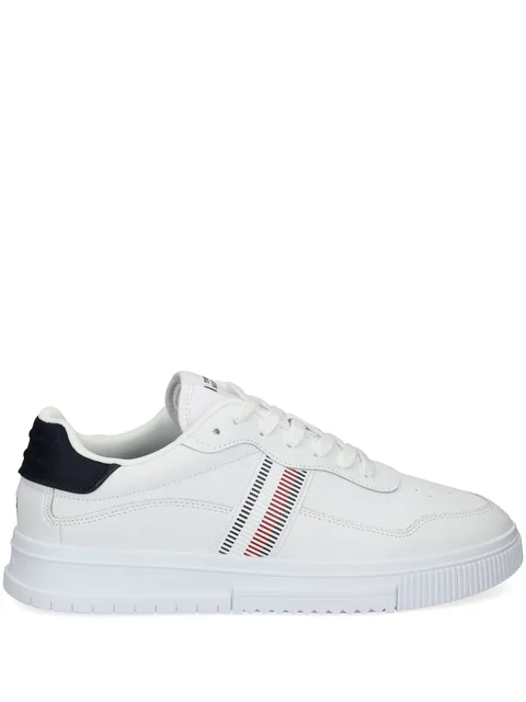 contrasting lace up trainers