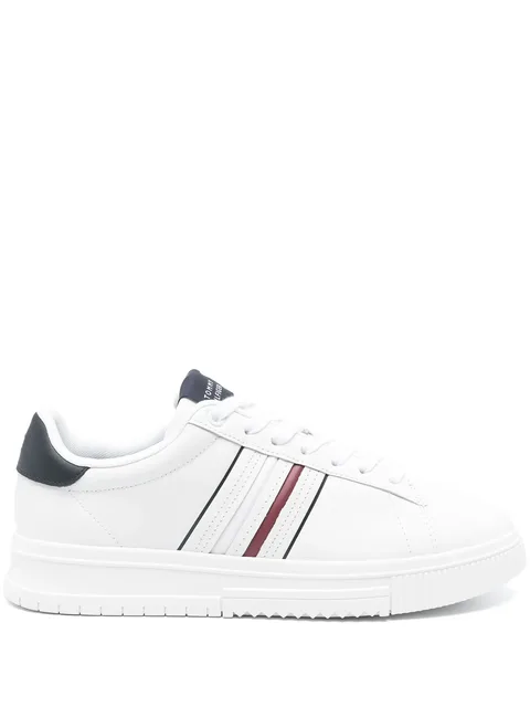 leather logo-debossed sneakers