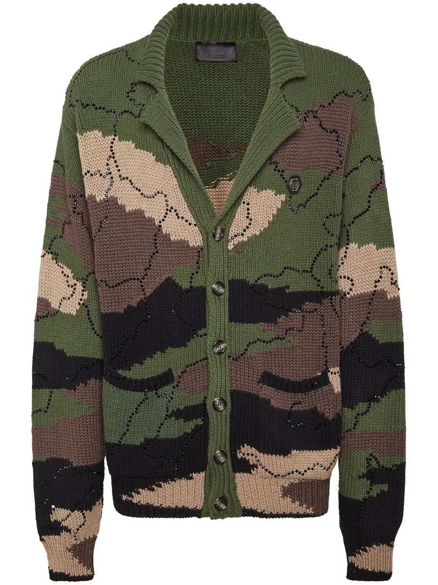 V-neck intarsia-knitted cardigan 2