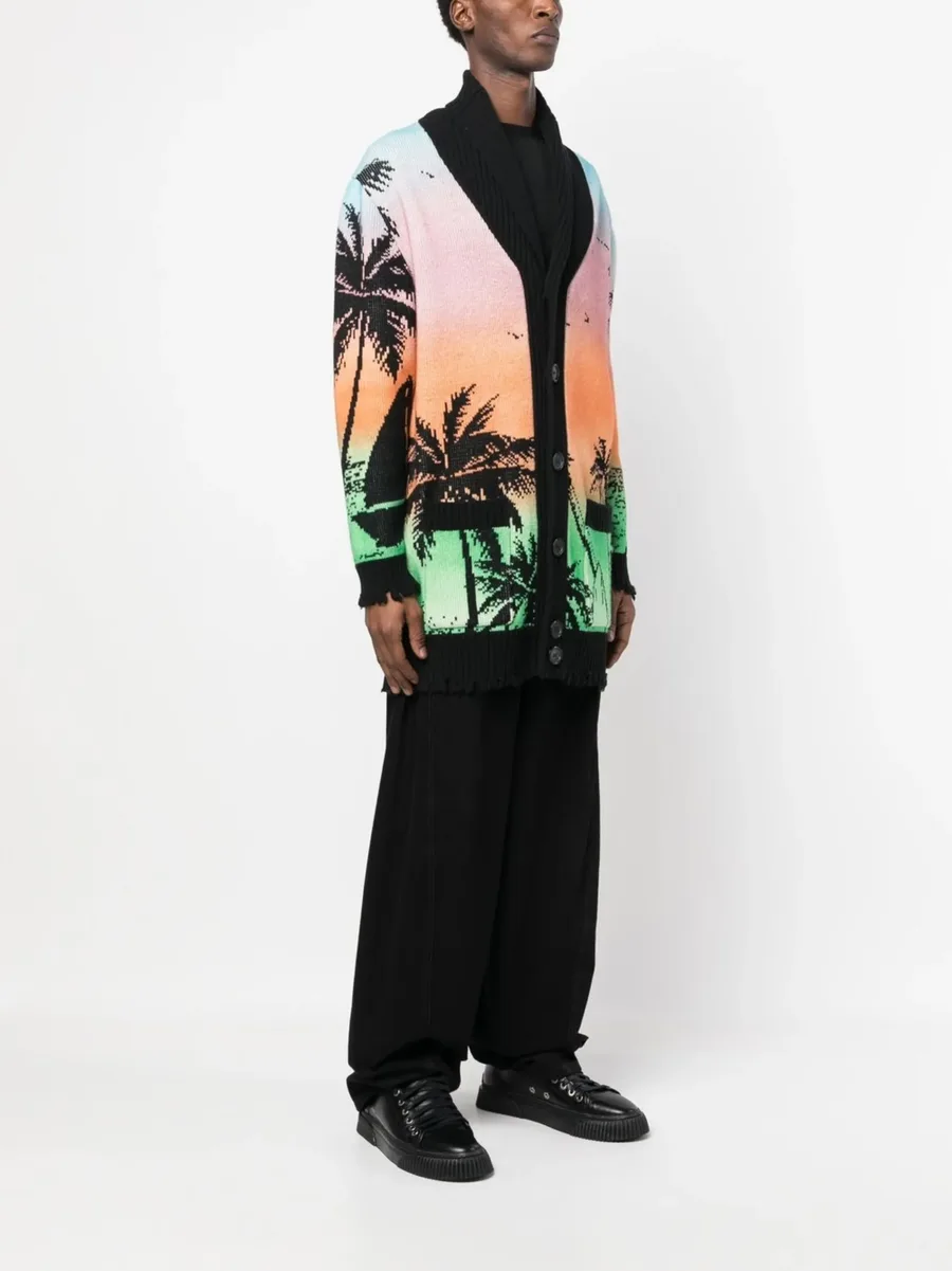 Hawaii-print button-up cardigan 5