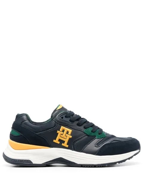 logo-embroidered lace-up sneakers