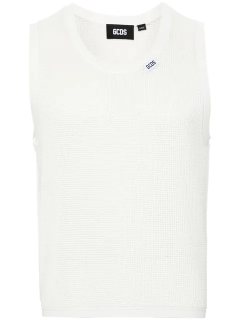waffle-knit sleeveless jumper