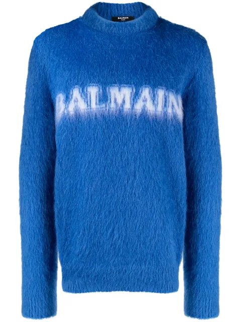 logo-print brushed-finish jumper