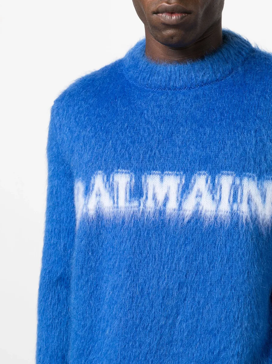 logo-print brushed-finish jumper 9