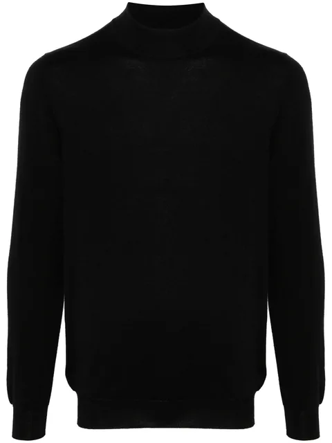 high-neck cashmere-silk jumper