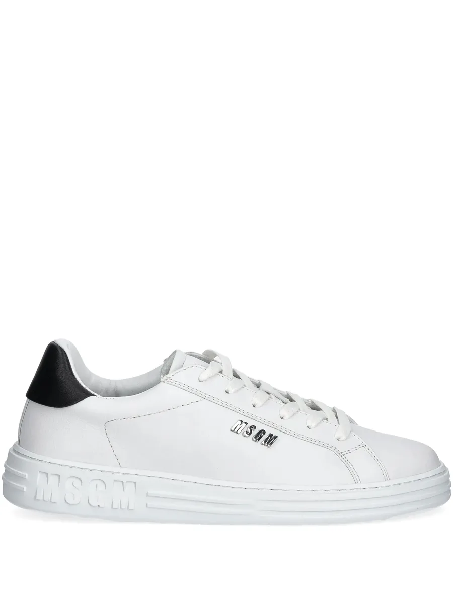 logo-plaque leather sneakers 1